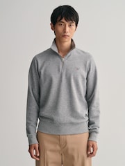 GANT Black Original Half Zip Sweatshirt - Image 1 of 6