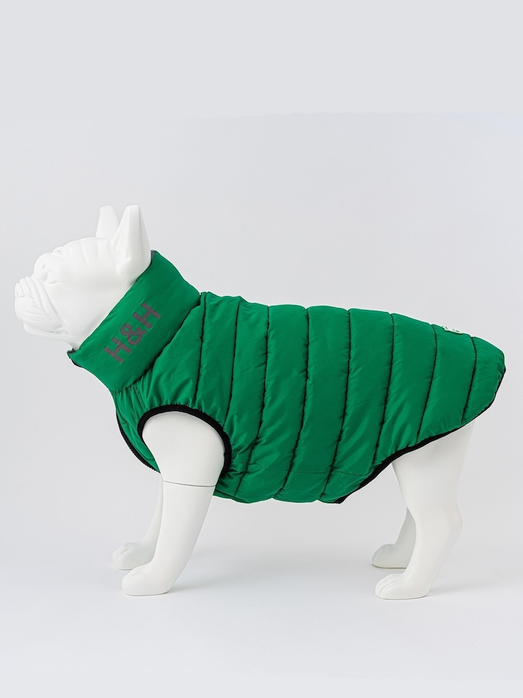 Hugo & Hudson Dark Green and Grey Reversible Dog Puffer Jacket - Image 2 of 4