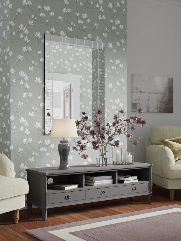 Laura Ashley Pale Charcoal Henshaw 3 Drawer Wide TV Unit - Image 1 of 5