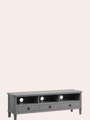 Laura Ashley Pale Charcoal Henshaw 3 Drawer Wide TV Unit - Image 3 of 5