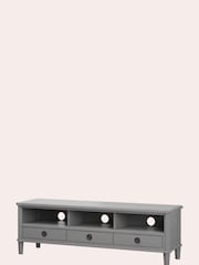 Laura Ashley Pale Charcoal Henshaw 3 Drawer Wide TV Unit - Image 4 of 5