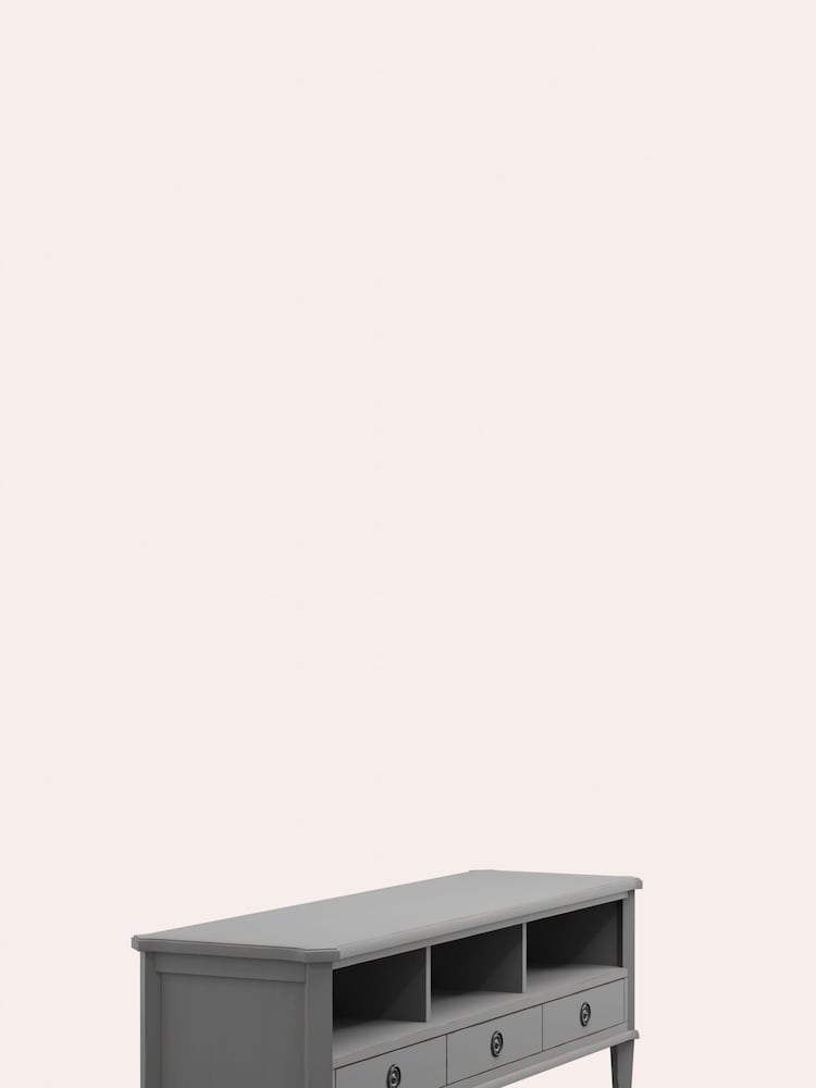 Laura Ashley Pale Charcoal Henshaw 3 Drawer Wide TV Unit - Image 5 of 5