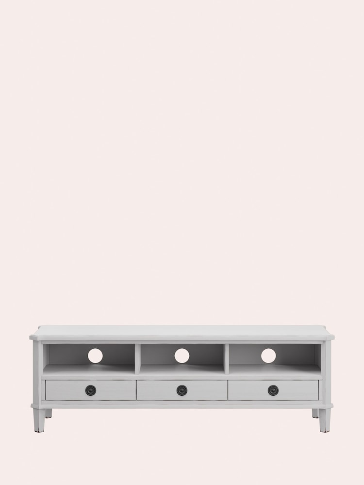 Laura Ashley Pale Steel Henshaw 3 Drawer Wide TV Unit - Image 2 of 5