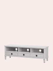 Laura Ashley Pale Steel Henshaw 3 Drawer Wide TV Unit - Image 4 of 5