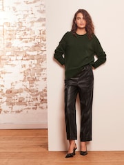 Khaki Green Premium 100% Lambswool Crew Neck Jumper - Image 3 of 8