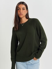 Khaki Green Premium 100% Lambswool Crew Neck Jumper - Image 4 of 8
