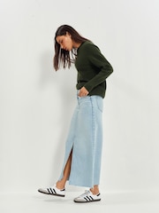 Khaki Green Premium 100% Lambswool Crew Neck Jumper - Image 5 of 8