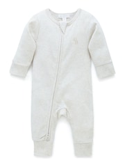 Purebaby Cream Rib Zip Footless Sleepsuit - Image 1 of 5