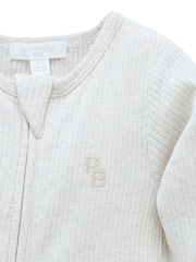 Purebaby Cream Rib Zip Footless Sleepsuit - Image 2 of 5
