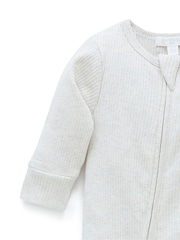 Purebaby Cream Rib Zip Footless Sleepsuit - Image 3 of 5