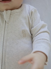 Purebaby Cream Rib Zip Footless Sleepsuit - Image 5 of 5