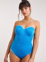 Figleaves Blue Frida Underwired Bandeau Regular Length Swimsuit - Image 3 of 4