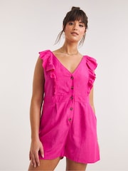 Figleaves Pink Button Front Beach Playsuit - Image 1 of 4