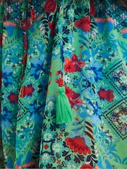 Figleaves Frida Langer Strandkaftan mit Blumenprint, Grün - Bild 4 von 4