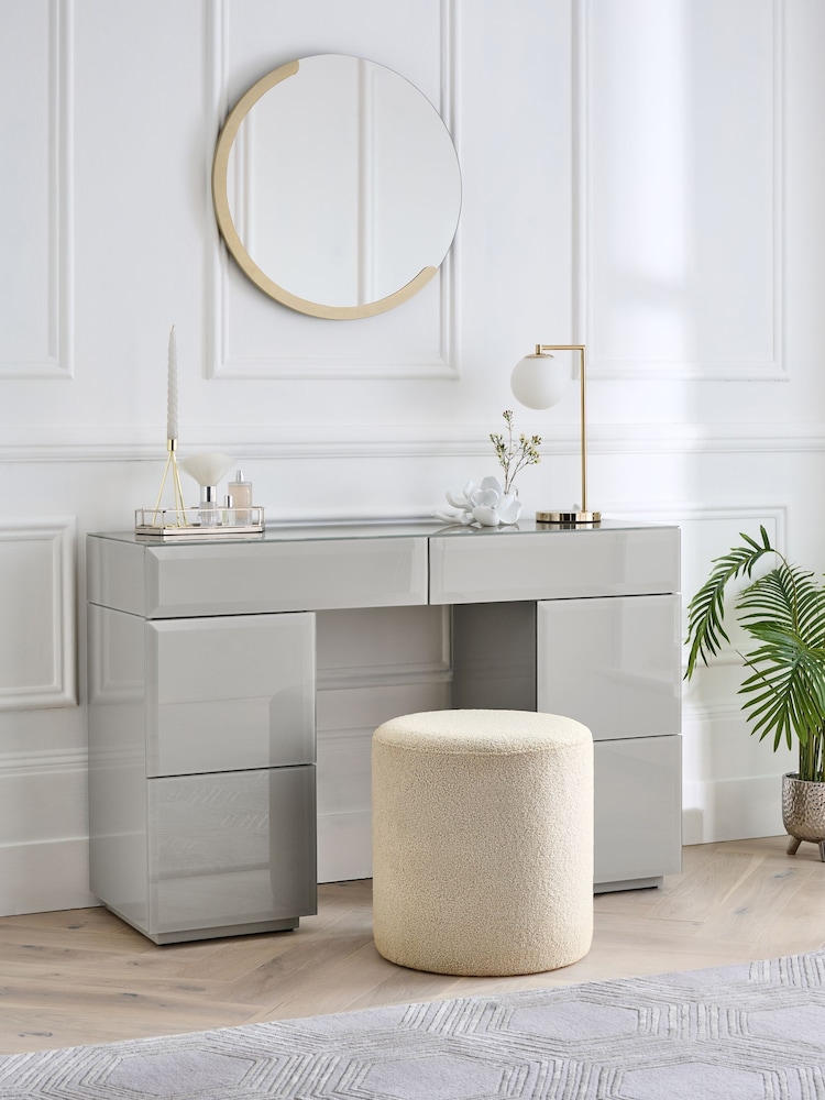 Dark Natural Sloane Glass Collection Luxe 6 Drawer Console Dressing Table - Image 1 of 9
