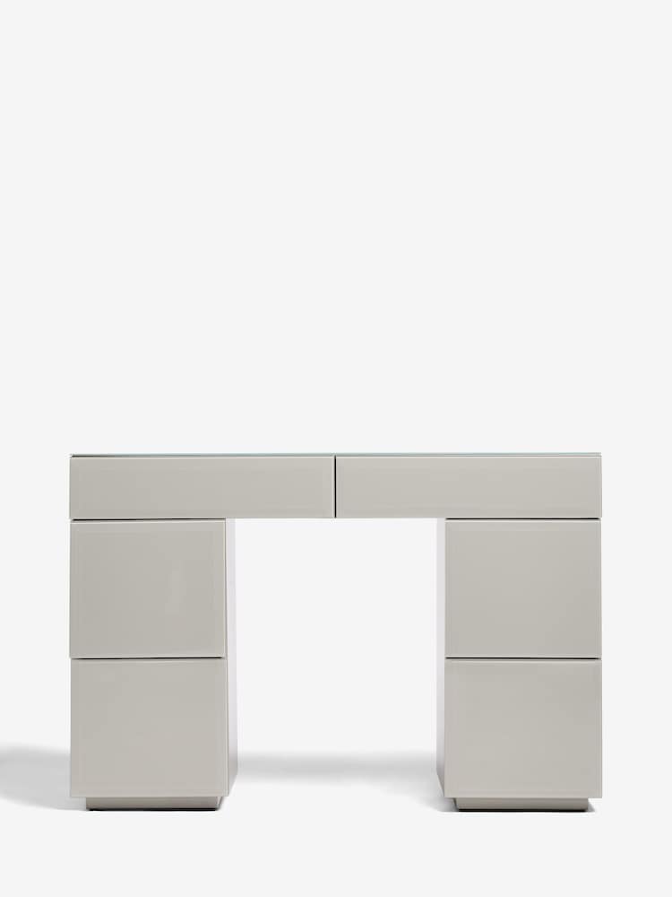 Dark Natural Sloane Glass Collection Luxe 6 Drawer Console Dressing Table - Image 2 of 9
