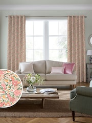 Laura Ashley Coral Pink 100% Cotton Loveston Made To Measure Curtains - Image 2 of 9