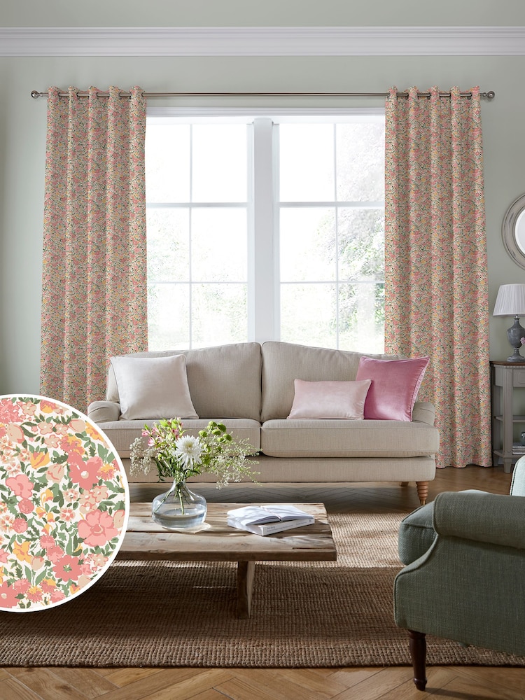 Laura Ashley Coral Pink 100% Cotton Loveston Made To Measure Curtains - Image 2 of 9