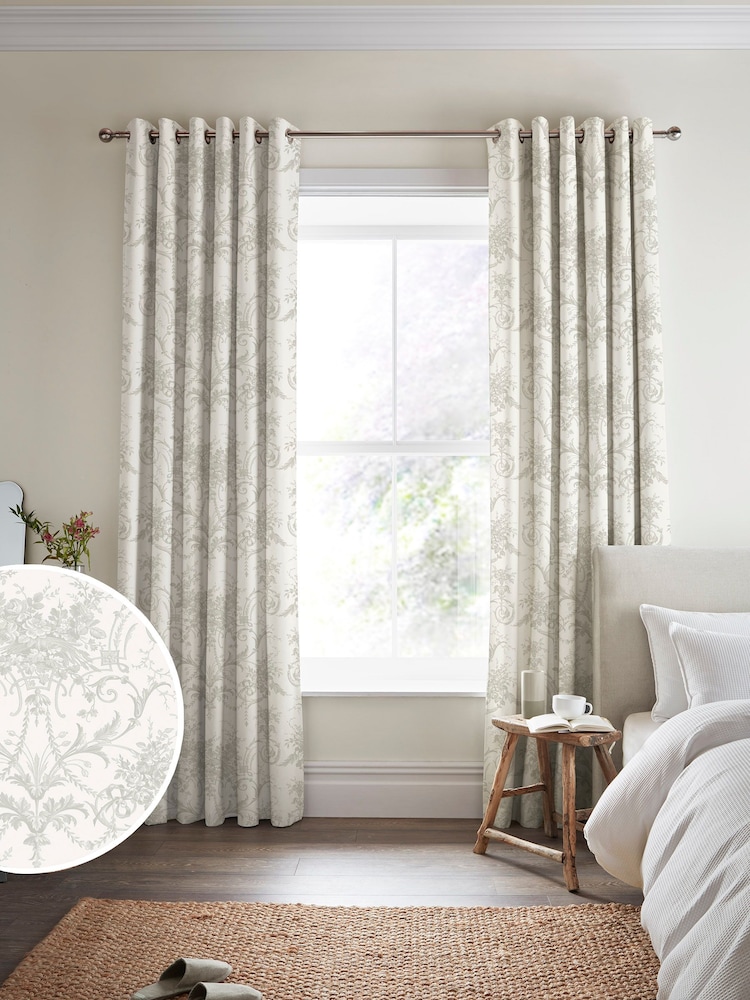 Laura Ashley Dove Grey 100% Cotton Tuileries Made To Measure Curtains - Image 2 of 9
