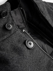Charcoal Grey Signature Italian Wool Rich Funnel Neck Coat With Removable Gilet - Image 10 of 14