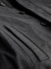 Charcoal Grey Signature Italian Wool Rich Funnel Neck Coat With Removable Gilet - Image 11 of 14