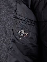 Charcoal Grey Signature Italian Wool Rich Funnel Neck Coat With Removable Gilet - Image 13 of 14