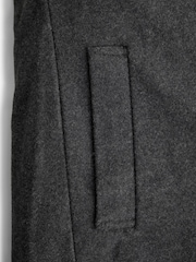 Charcoal Grey Signature Italian Wool Rich Funnel Neck Coat With Removable Gilet - Image 14 of 14