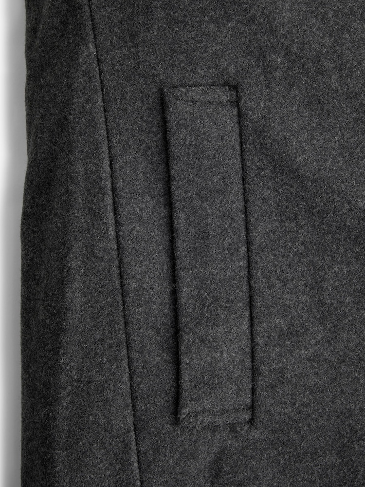 Charcoal Grey Signature Italian Wool Rich Funnel Neck Coat With Removable Gilet - Image 14 of 14