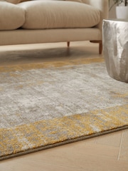 Ochre Yellow Textured Border Rug - Image 2 of 6