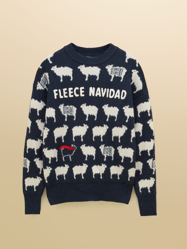 Navy Fleece Navidad - Joules Sheep Icon Crew Neck Knitted Jumper - Kuva 7 / 7 Navy Fleece Navidad - Joules Sheep Icon Crew Neck Knitted Jumper - Kuva 7 / 7
