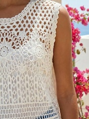 Roman White Crochet Tassel Knit Top - Image 4 of 4