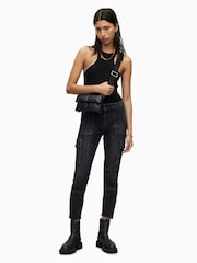 AllSaints Black Duran Skinny Cargo Jeans - Image 4 of 6