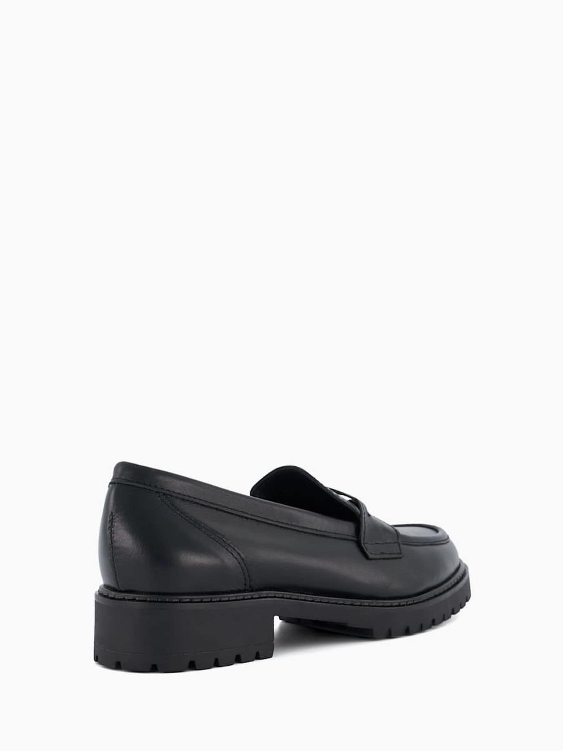 Buy Dune London Black Wide Fit Gild Cleated Penny Leather Loafers