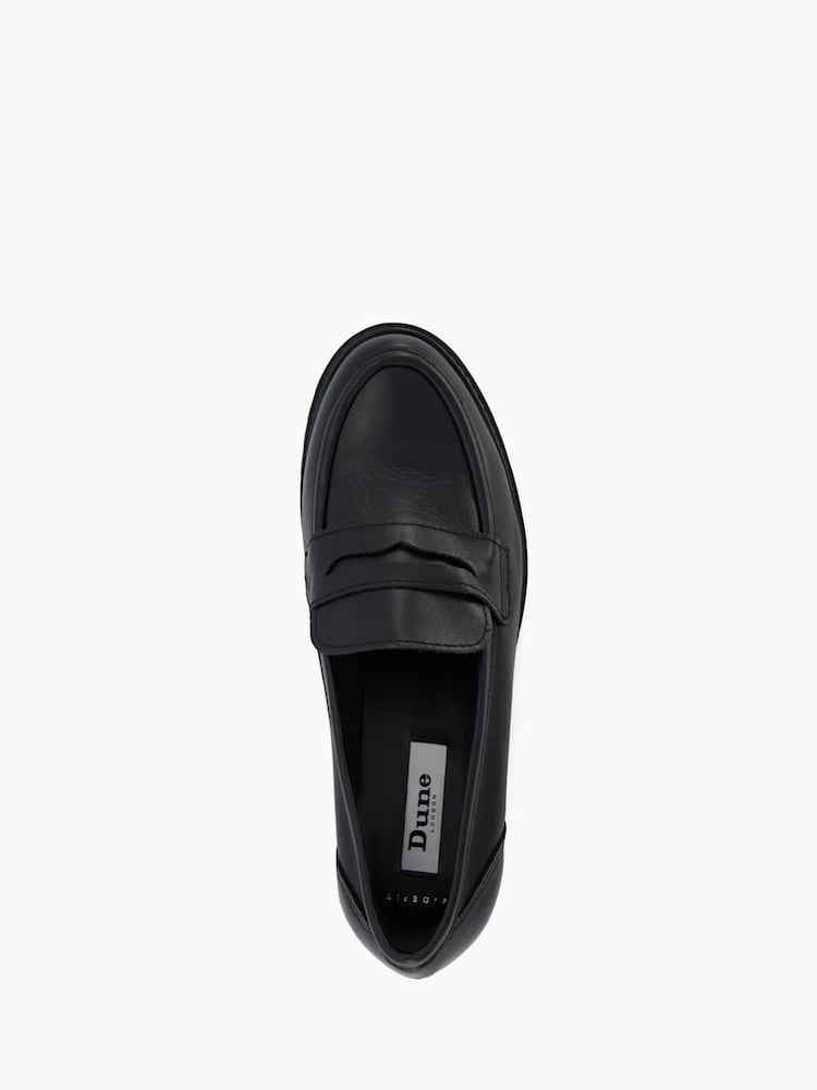Dune London Black Wide Fit Gild Cleated Penny Leather Loafers - Image 5 of 6