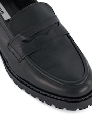 Dune London Black Wide Fit Gild Cleated Penny Leather Loafers - Image 6 of 6