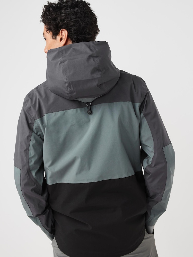 Sage Green/Black Fleece Lined Waterproof Anorak Jacket - Image 2 of 7