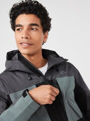 Sage Green/Black Fleece Lined Waterproof Anorak Jacket - Image 3 of 7