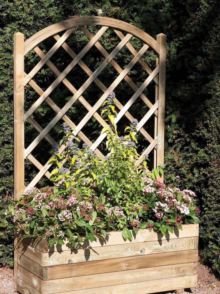 Rowlinson Natural Garden Rectangular Planter With Lattice - Image 1 of 2