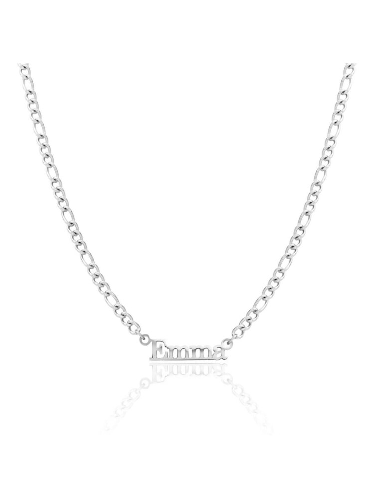 Abbott Lyon Silver Figaro Chain Editorial Personalised Name Necklace - Image 1 of 2