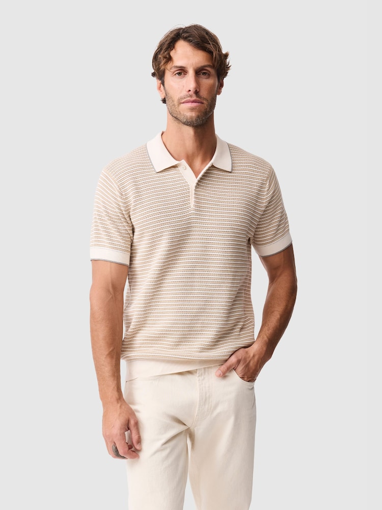 Rodd & Gunn Natural Oyster Island Knit Polo Shirt - Image 1 of 5 Rodd & Gunn Natural Oyster Island Knit Polo Shirt - Image 1 of 5