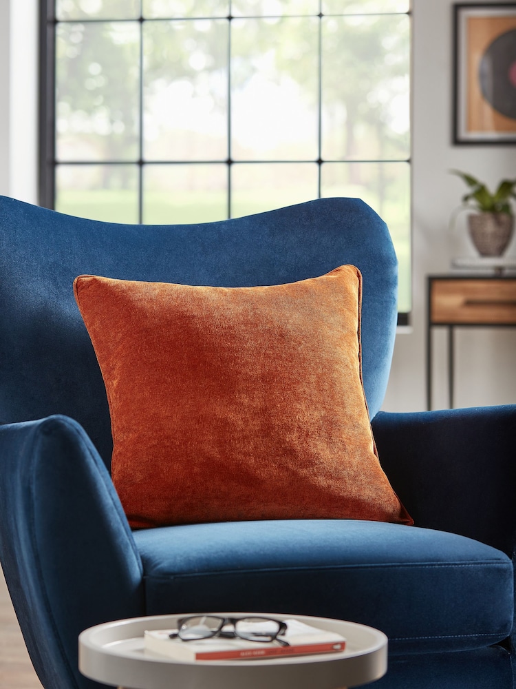 Burnt Orange 45 x 45cm Soft Velour Cushion - Image 1 of 5
