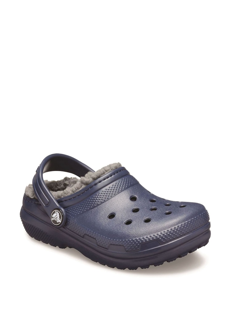 Crocs Navy Fluffy Kids Lined Clogs - Image 2 of 3