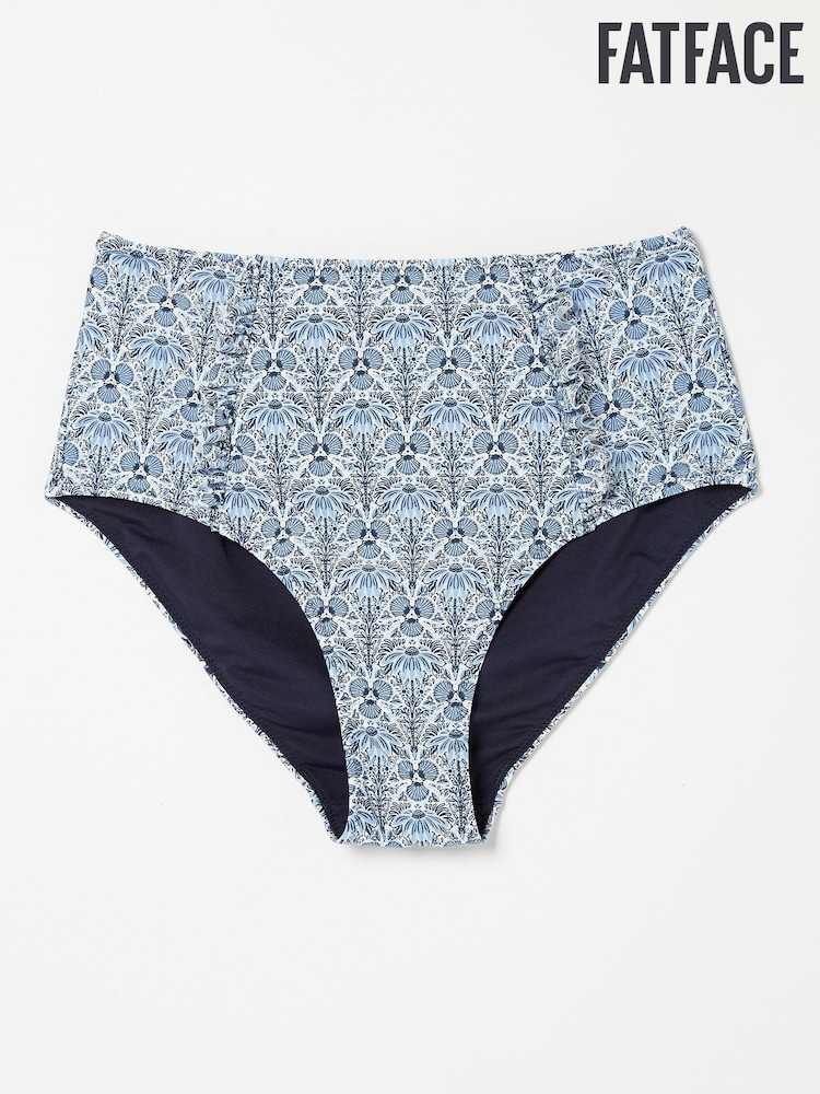 FatFace Sealife Floral High Waisted Blue Bottoms - Image 1 of 4