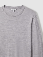 Reiss Soft Grey Mouline Wessex Merino Wool Crew Neck Jumper - Image 7 of 7