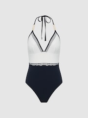 Reiss Navy Ray Halter Swimsuit - Image 2 of 6