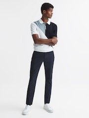 Reiss Navy/White Marks Golf Colourblock Half Zip Polo T-Shirt - Image 3 of 6