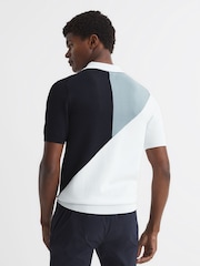 Reiss Navy/White Marks Golf Colourblock Half Zip Polo T-Shirt - Image 5 of 6