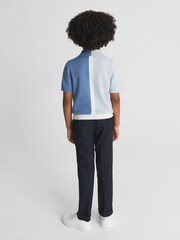 Reiss Blue Marcus Junior Colourblock Knitted Polo T-Shirt - Image 4 of 5