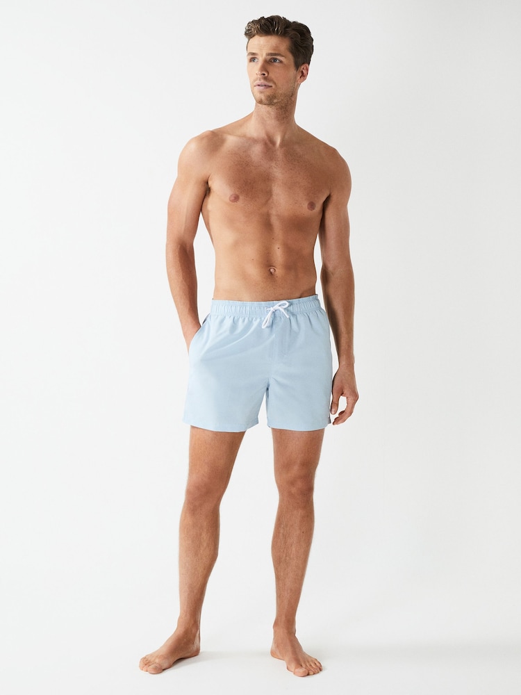 Reiss Soft Blue Wave Plain Drawstring Swim Shorts - Image 1 of 7