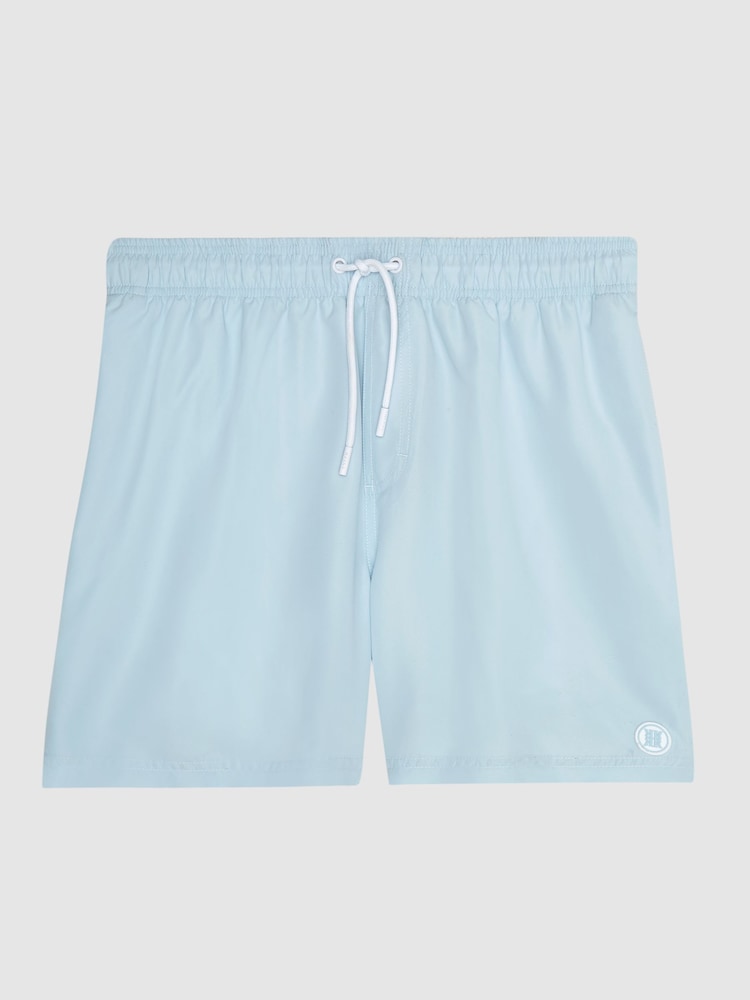 Reiss Soft Blue Wave Plain Drawstring Swim Shorts - Image 7 of 7